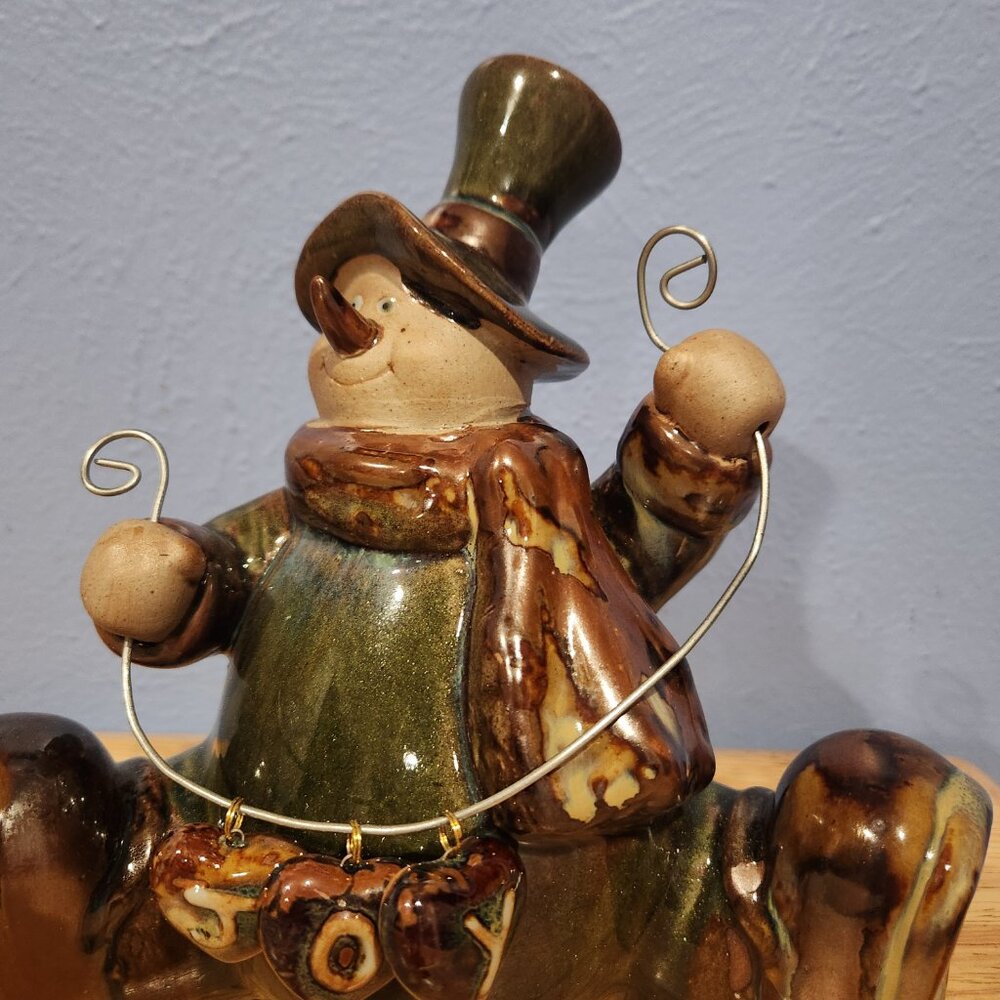 Snowman Holding JOY Sign Figurine Christmas Tabletop 8" Decor Grazed - Picture 6 of 8
